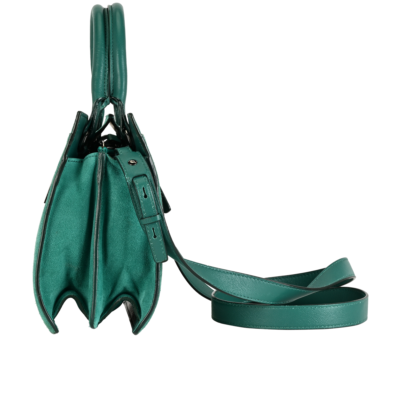 Rebel Tote, &pound;320, Handbags, Green, Suede, Bottom view